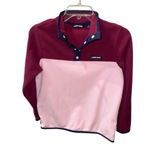 Lands End Kids Heritage Fleece Snap Neck Pullover purple pink colorblock M 10-12